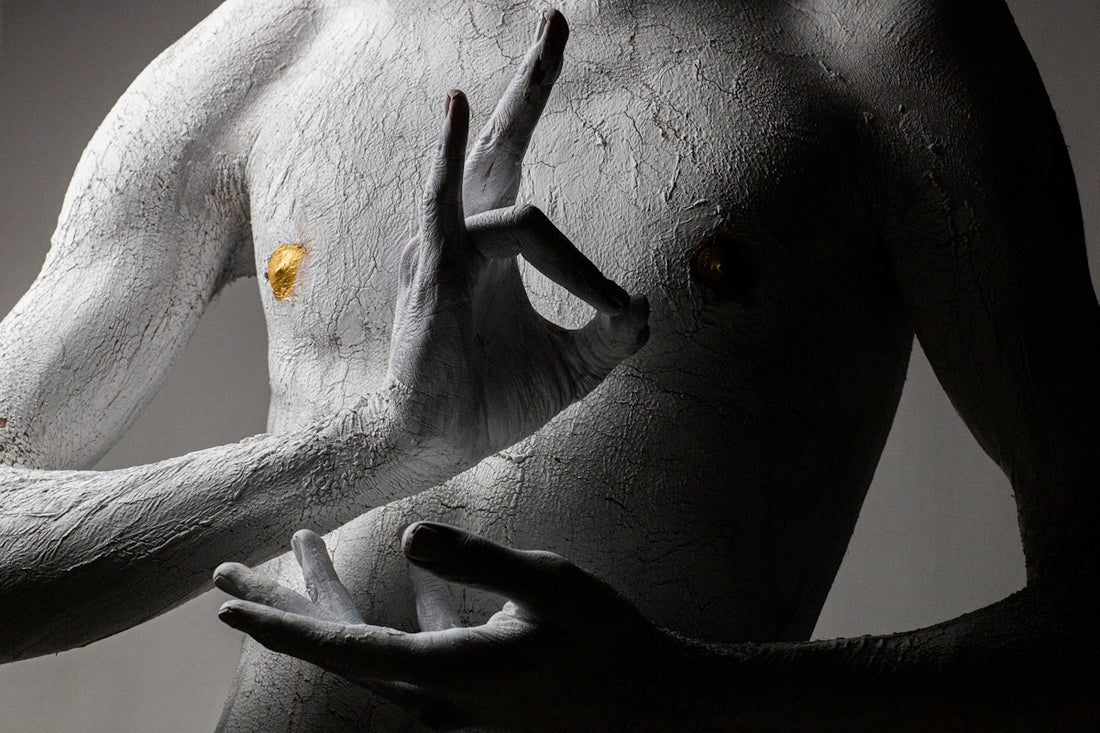 person with white powder on face