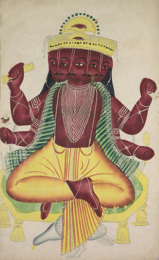 A multi-headed figure in traditional indian art