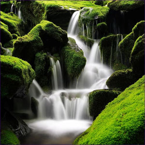 Energy Of Green Rock Waterfall